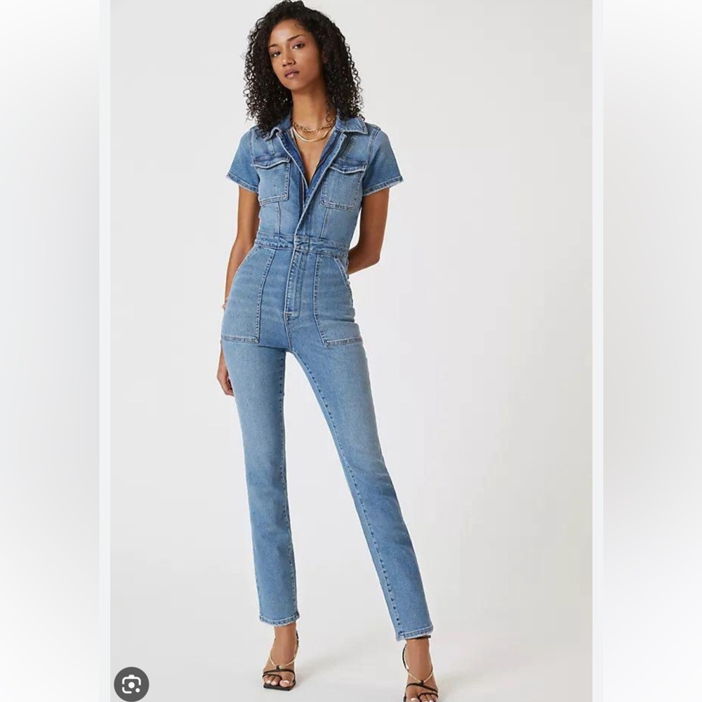 Good American Light Blue Denim Jumpsuit